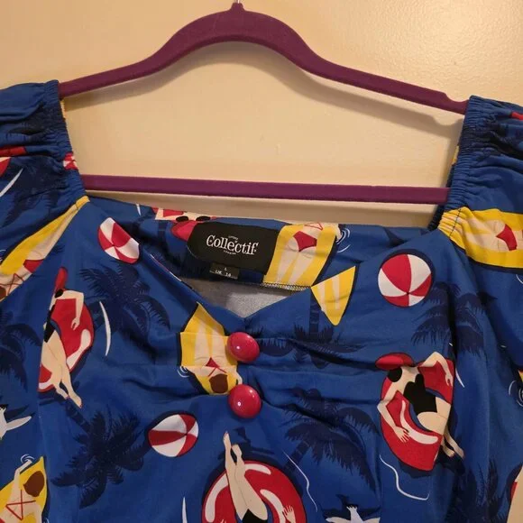 Collectif Delores Blue Pool Top L - Picture 2 of 5